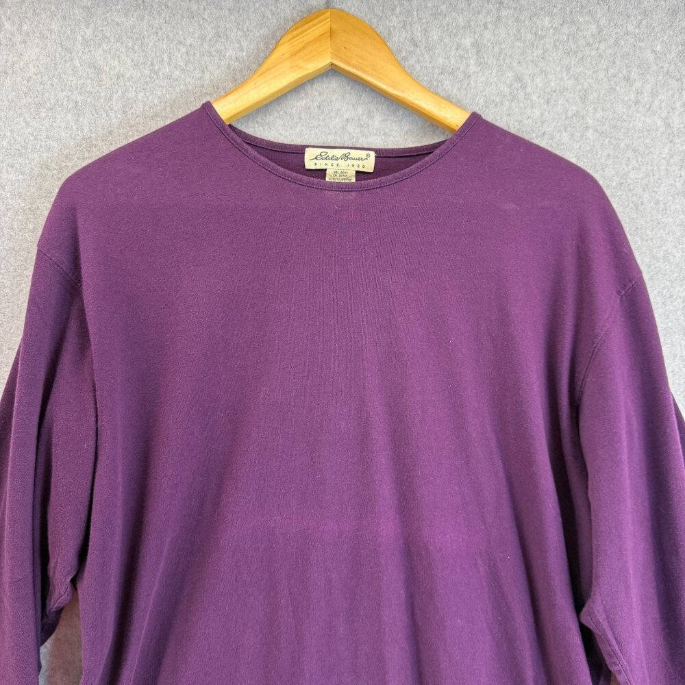 Eddie Bauer Womens Purple Cotton Long Sleeve Crewneck Shirt Basic Top Size Large - Picture 5 of 10